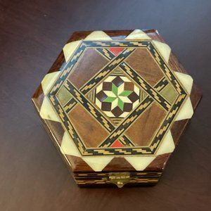 Spanish Marquetry Trinket Box Stunning Taracea Inlay Wood Hand Crafted